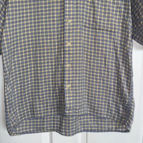 Men's Jack Lipson Gold‎ Plaid Cotton Button Down Shirt M Blue Yellow Casual - Picture 8 of 15